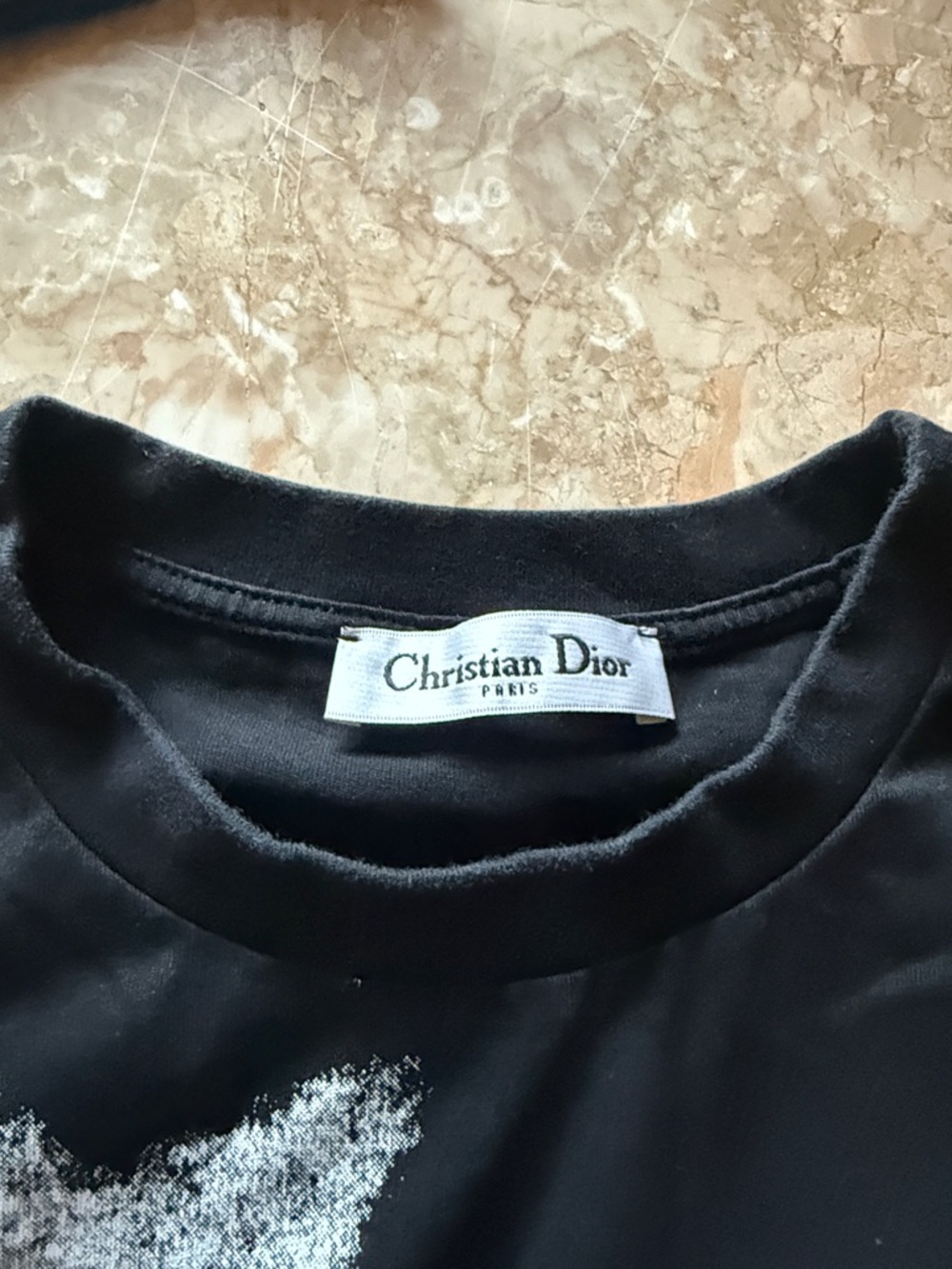 Dior Black Short Sleeve Tee with White Graphic